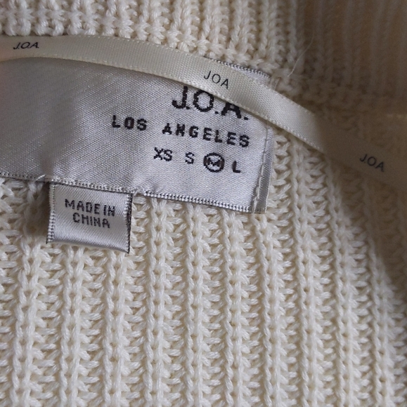 J.O.A. Lace-Up Front Sweater Ivory Cream Pullover Neutral Knit Top Women’s Med - Picture 8 of 10